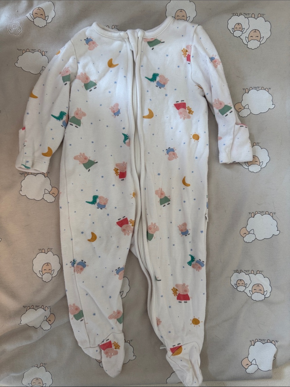 Mori White Baby Footed One-Piece Pajama with Peppa Pig Character Print
